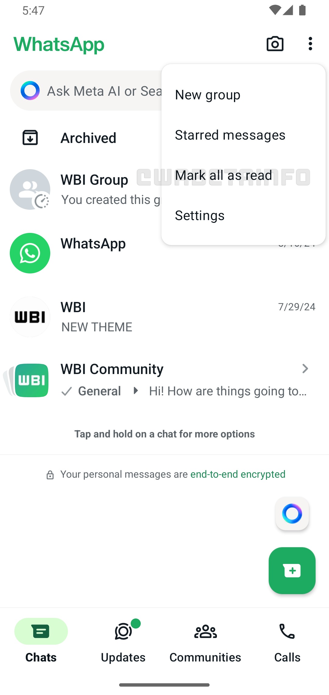 Contrassegnare tutti messaggi non letti WhatsApp
