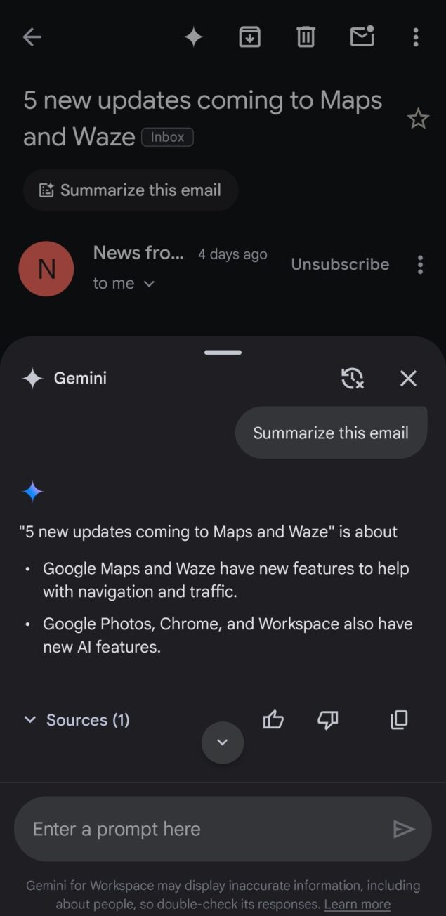 aggiornamento gemini su Gmail