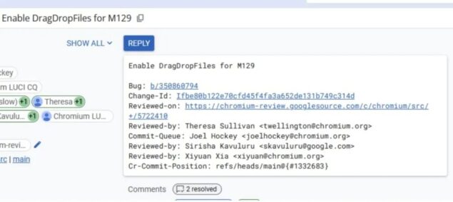 Google Chrome Android drag and drop