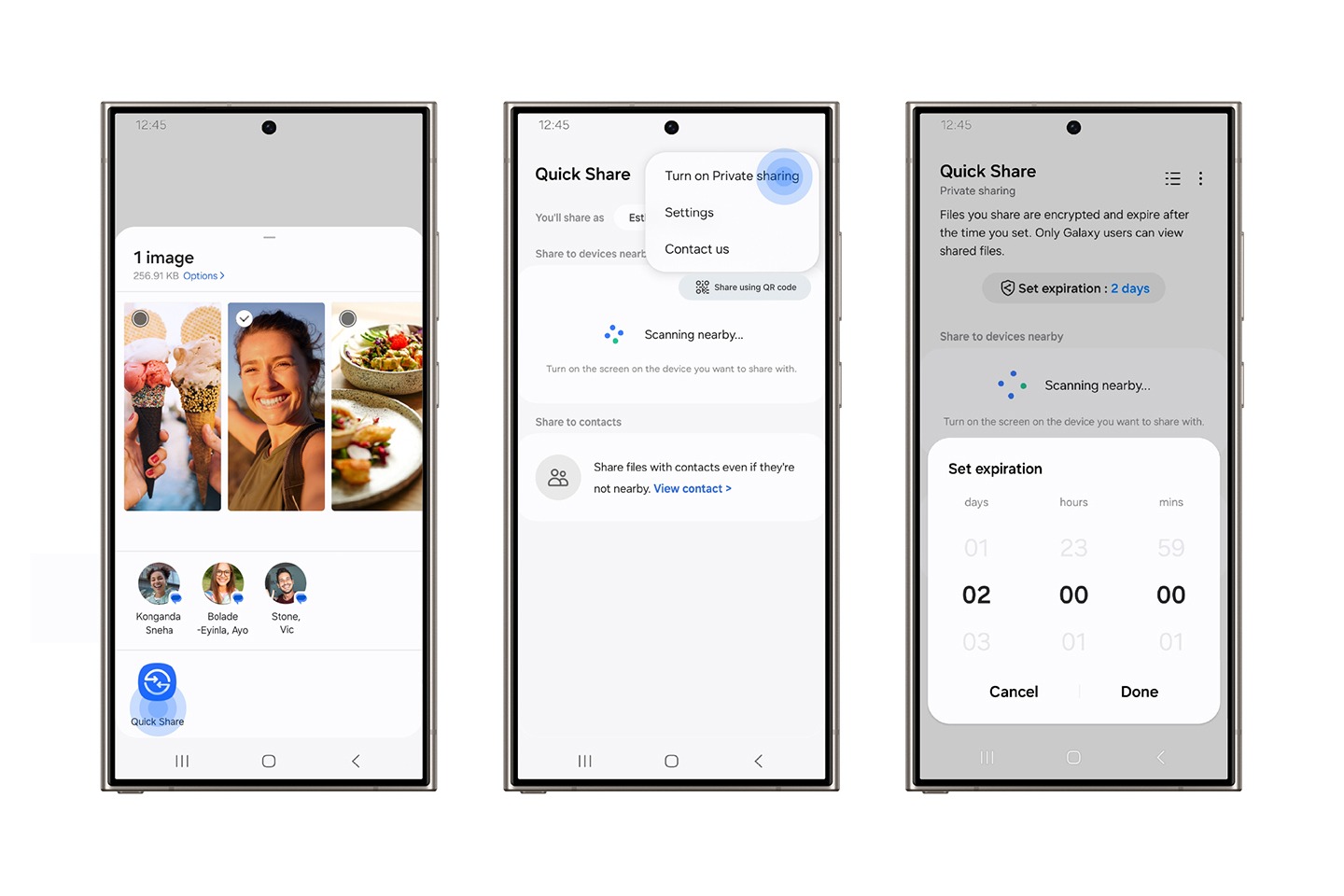 Samsung Quick Share condivisione privata