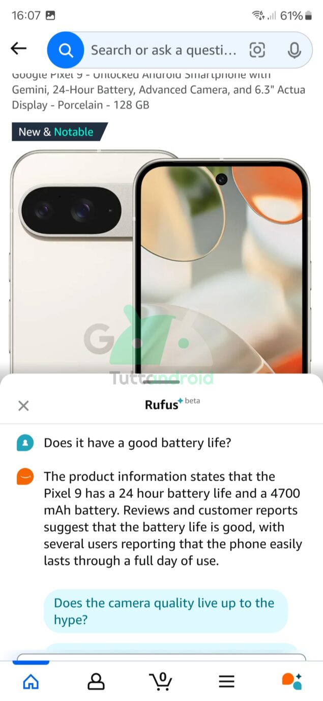 Assistente IA Rufus su app Amazon