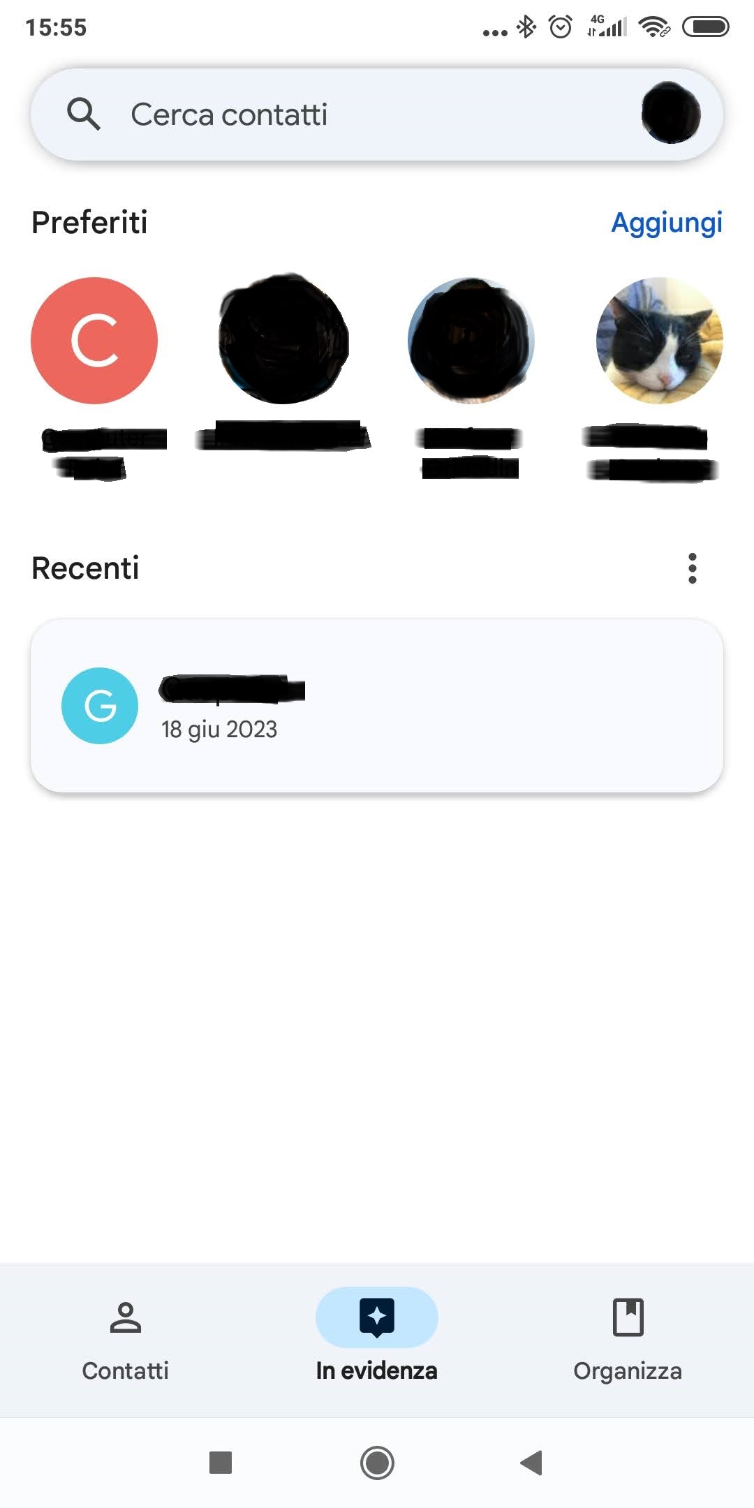 Google Contatti nuova sezione recenti