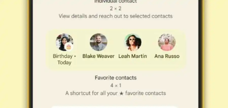 Google contatti nuovo widget leak