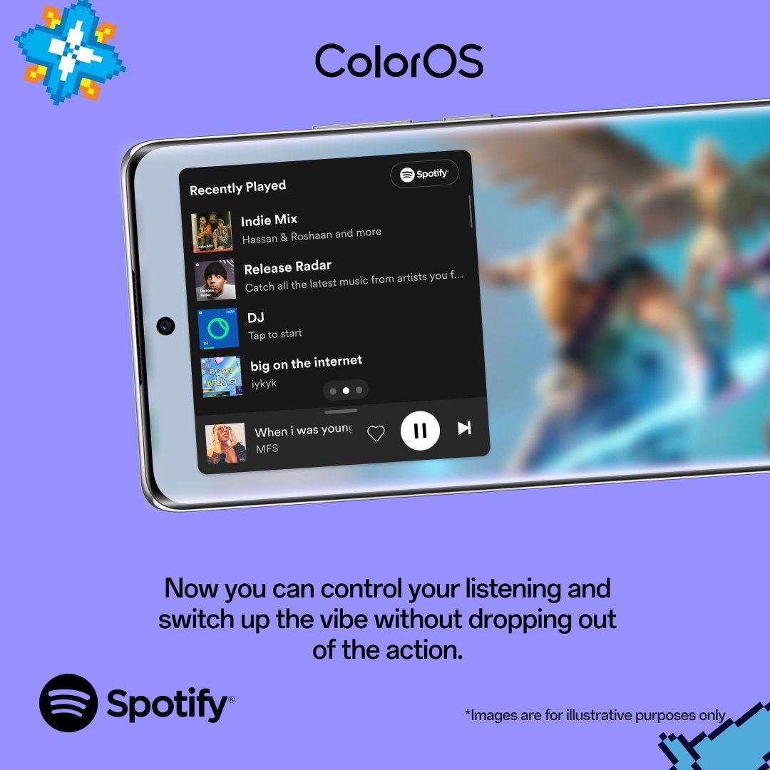 OnePlus OPPO Spotify in sovrimpressione