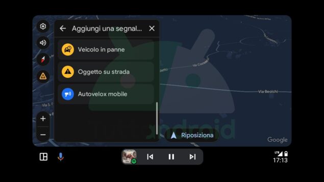 Android Auto Google Maps segnalazione incidenti