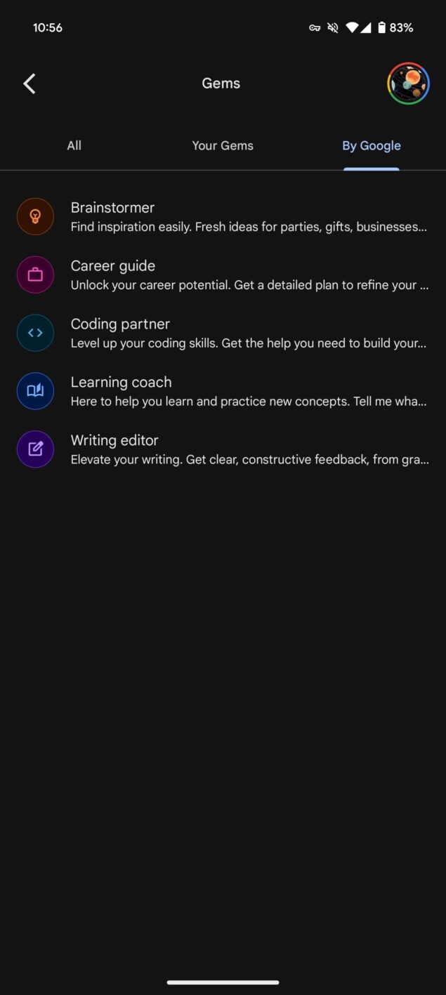 Google Gemini Gemme app mobile