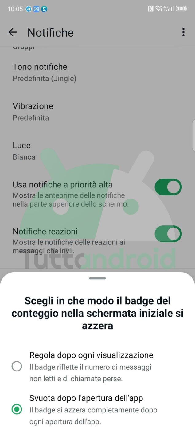 WhatsApp Beta impostazioni badge notifiche homescreen