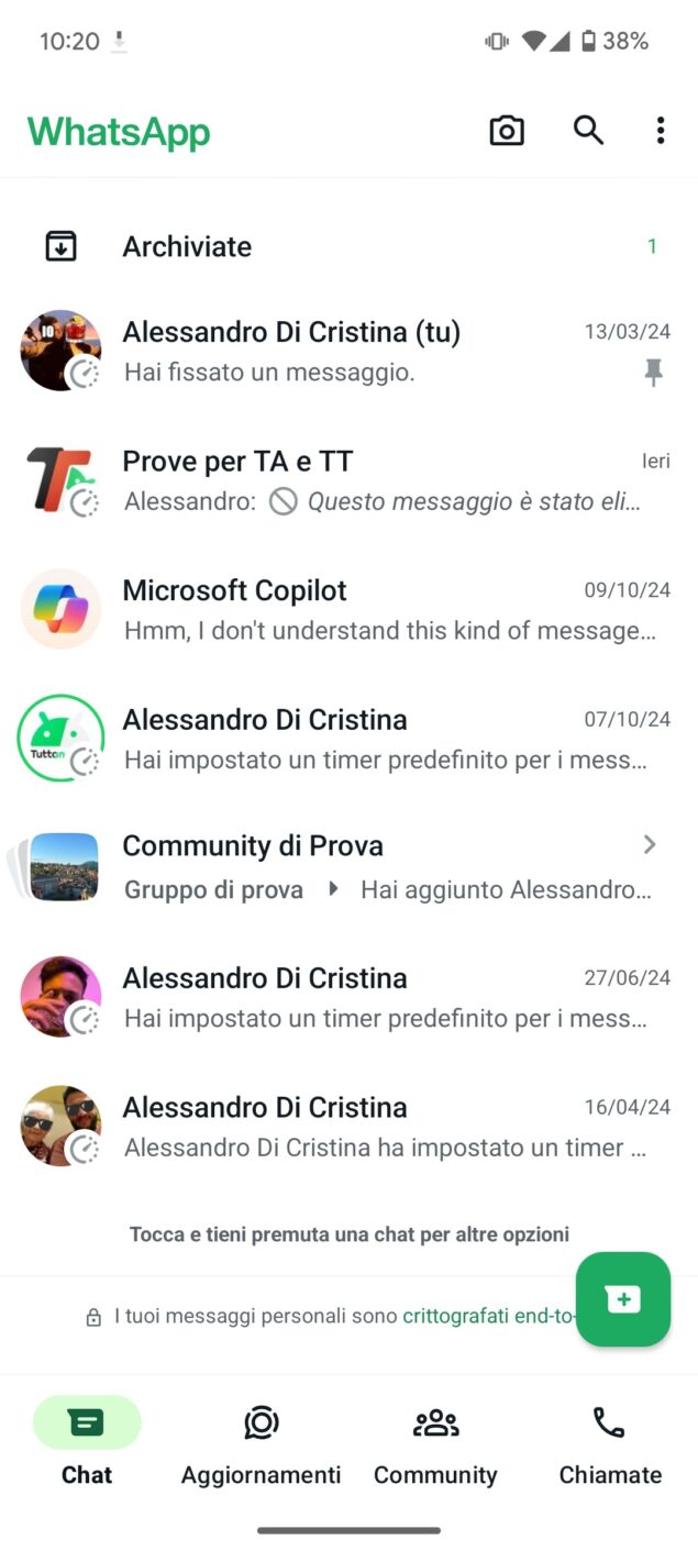 Aggiornamenti stato WhatsApp beta-1