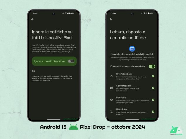 Pixel Drop ottobre 2024 - ignora notifiche sugli altri dispositivi