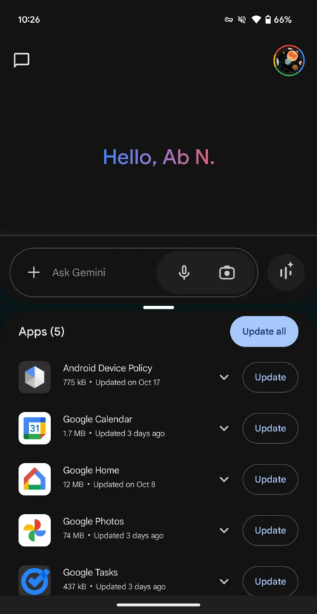 Gemini split-screen e Multitasking