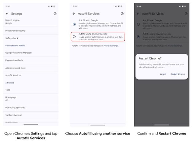 Google Chrome servizi compilazione automatica terze parti-