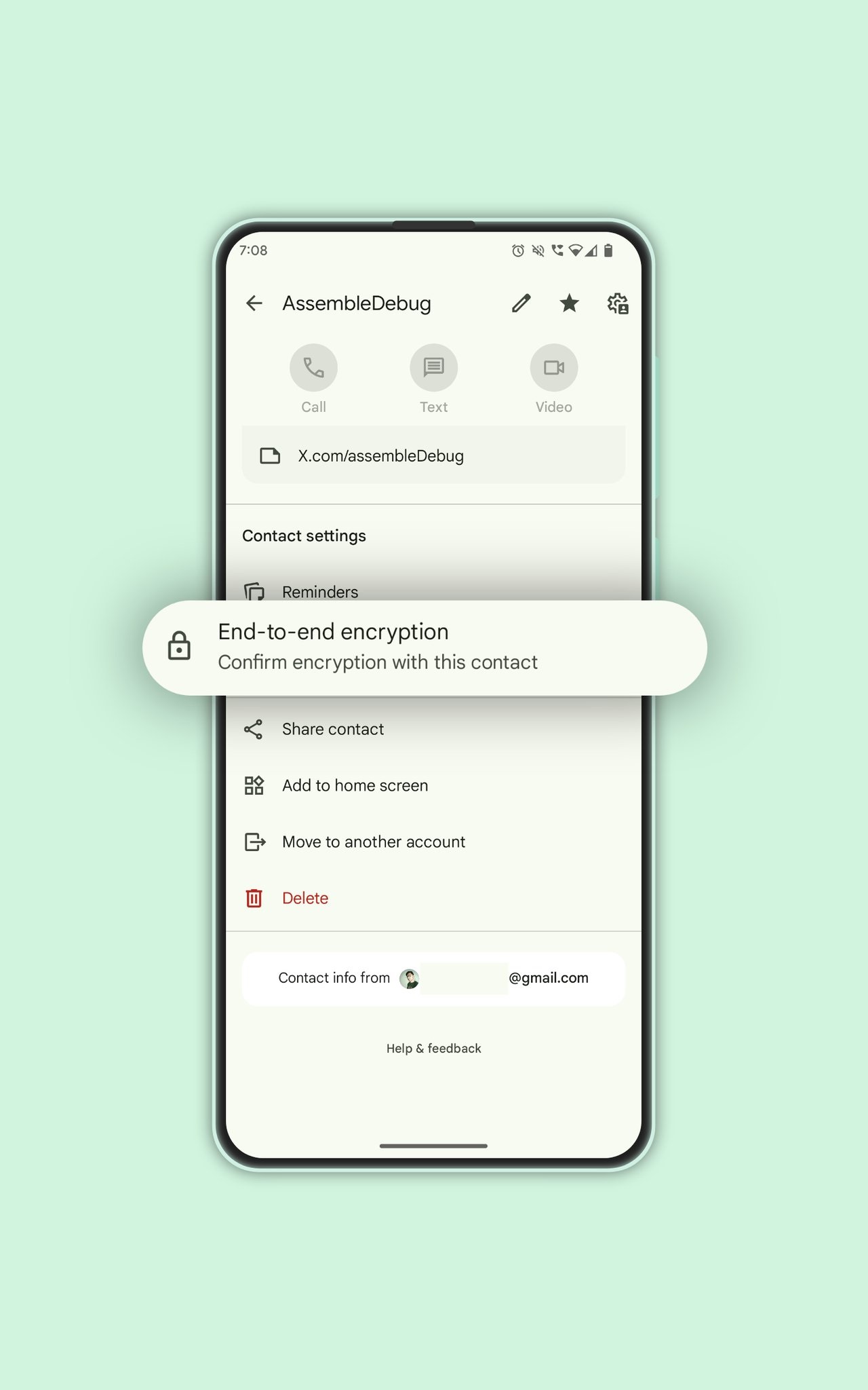 Google Contatti - preview Crittografia end-to-end by @AssembleDebug