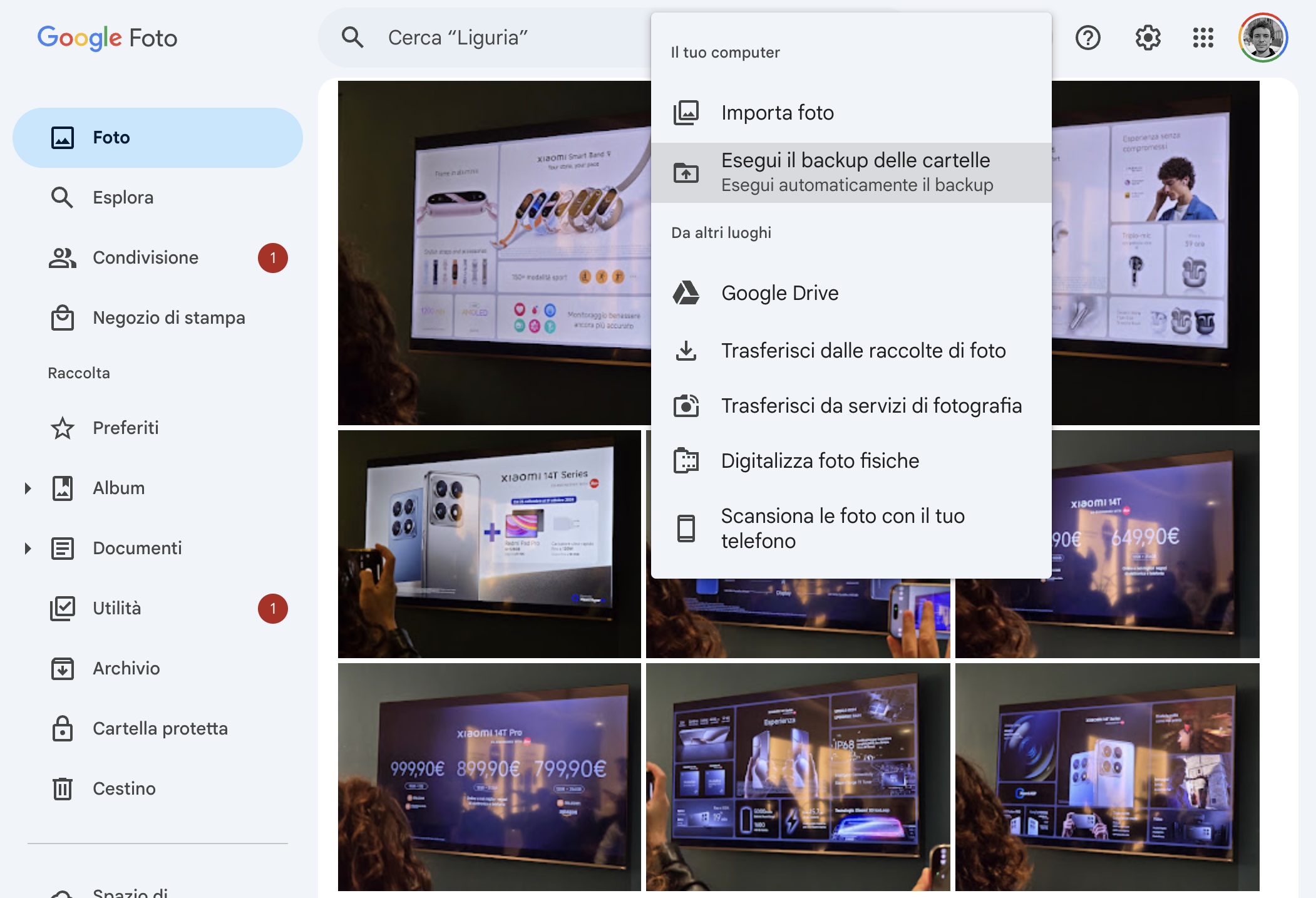 Google Foto backup automatico cartelle