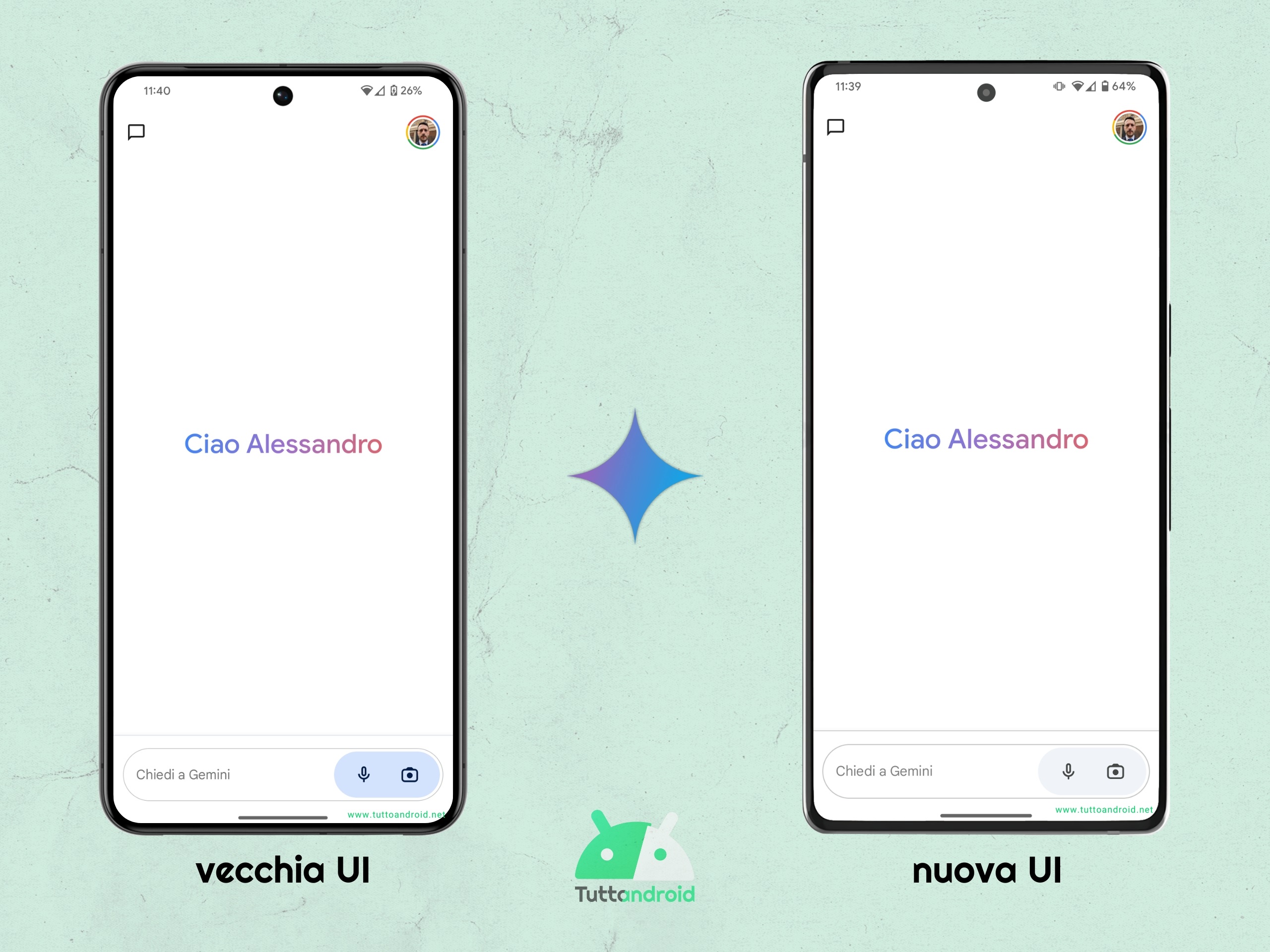 Google Gemini beta Android nuova UI tema chiaro