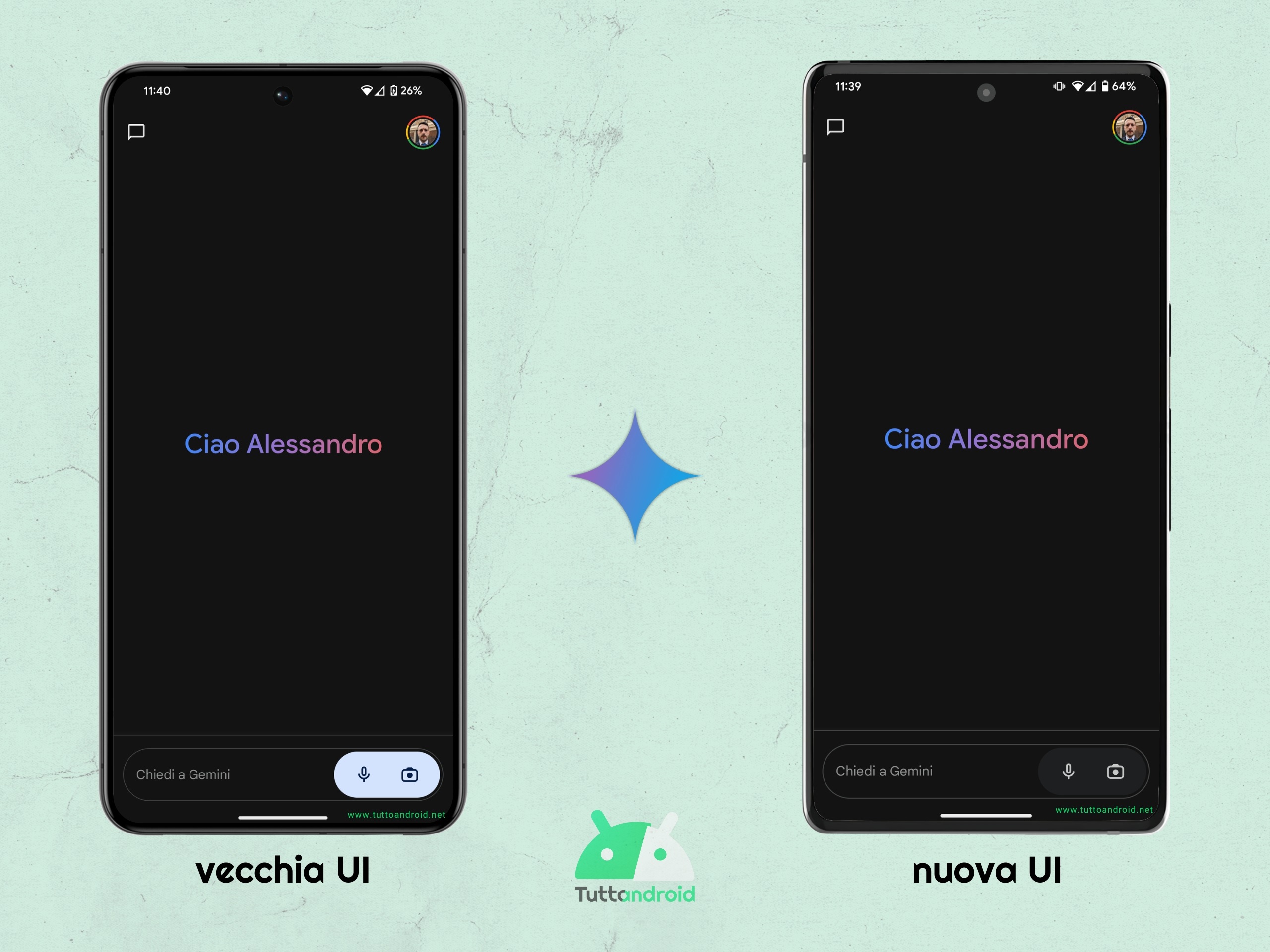 Google Gemini beta Android nuova UI tema scuro