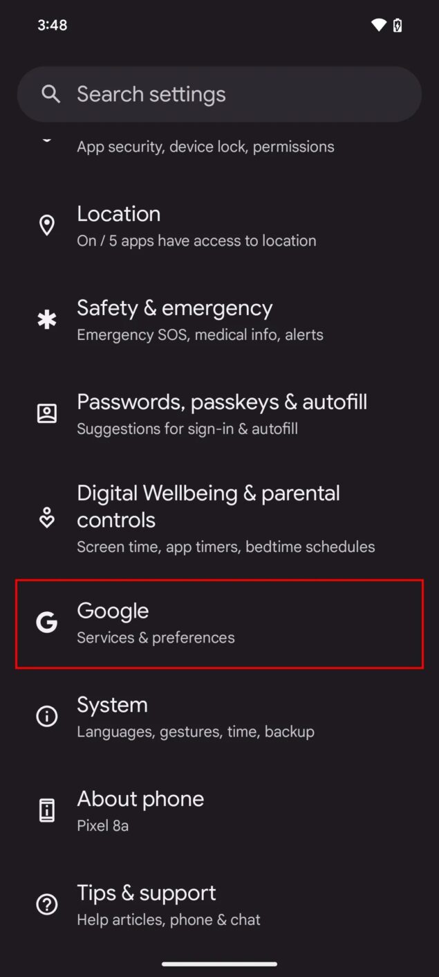 Menu funzionalità antifurto di Android-1