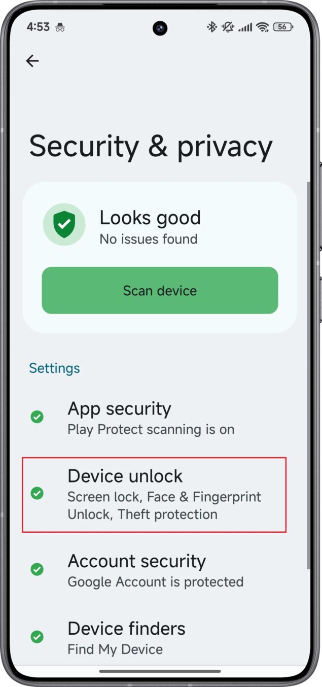 Menu funzionalità antifurto di Android-6