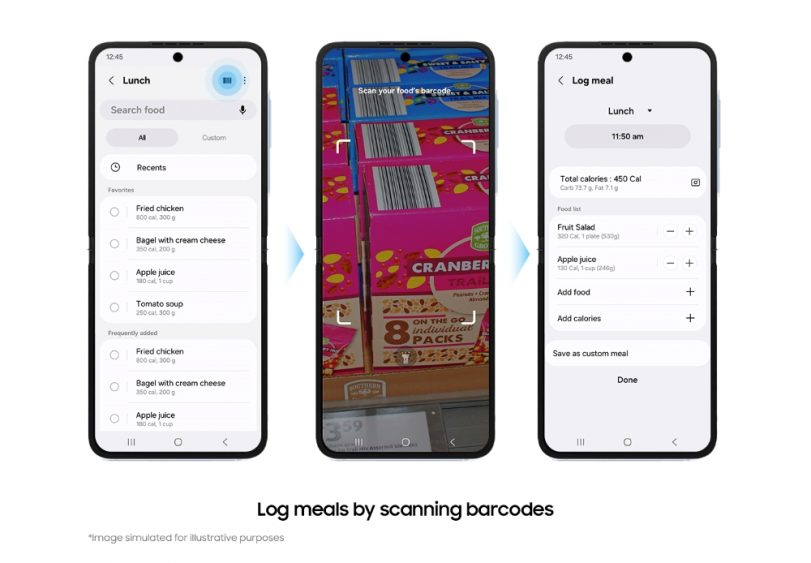 Samsung Health monitoraggio alimentazione