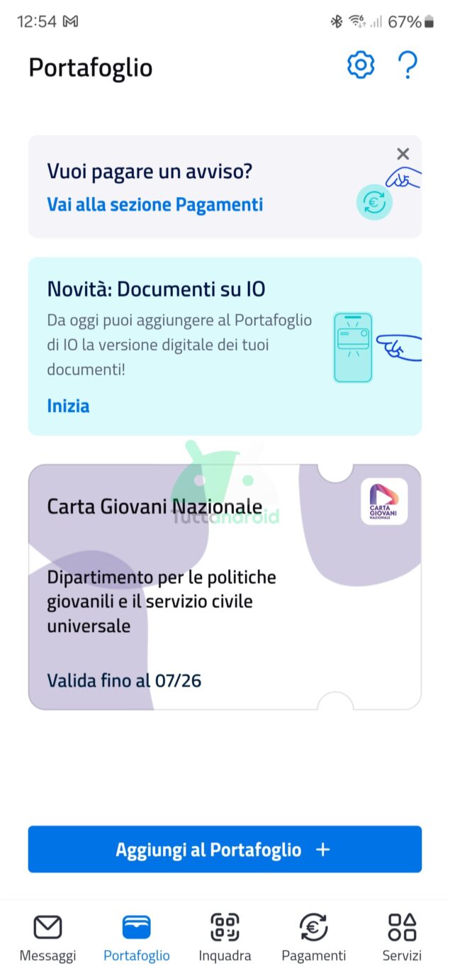 documenti digitali su app IO per Android