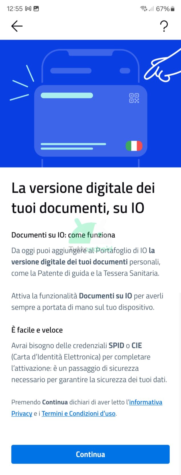 documenti digitali su app IO per Android