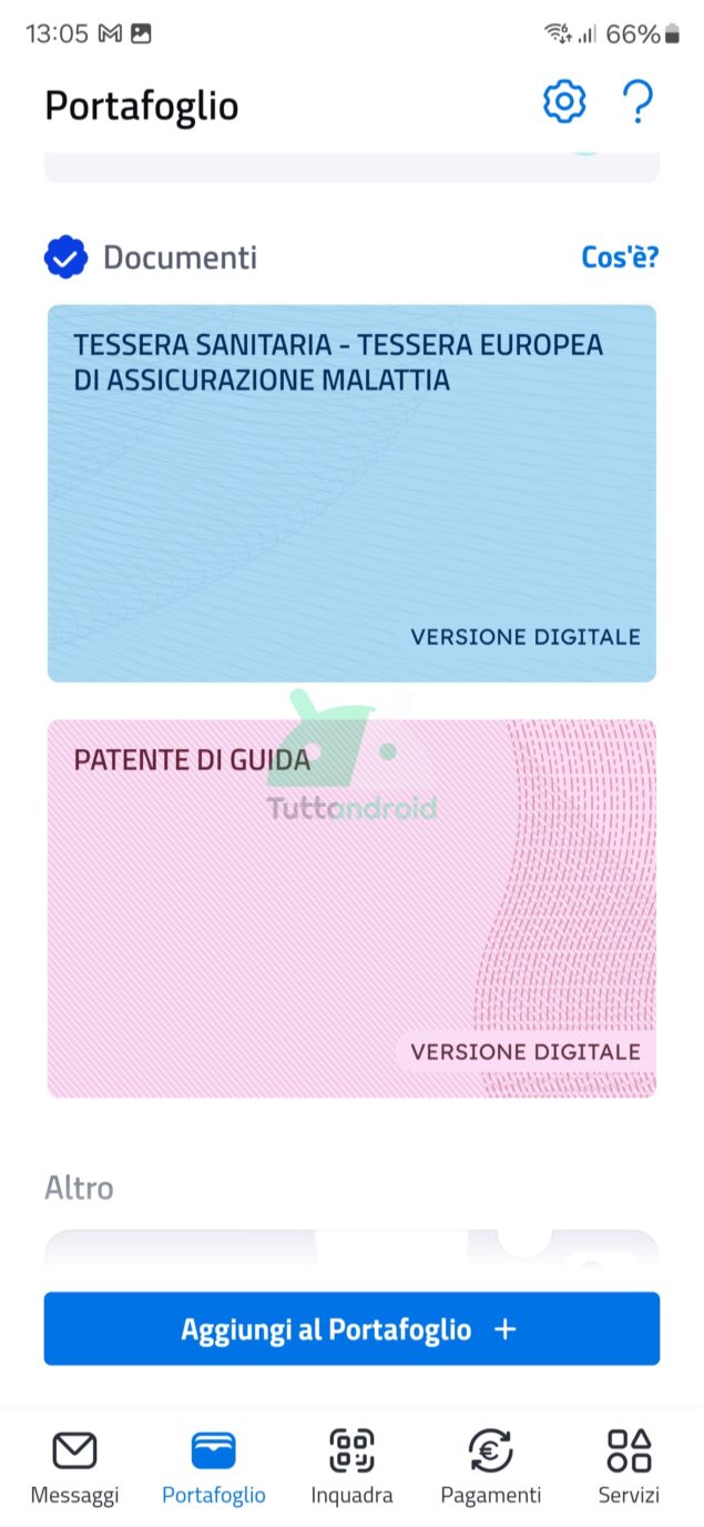 documenti digitali su app IO per Android