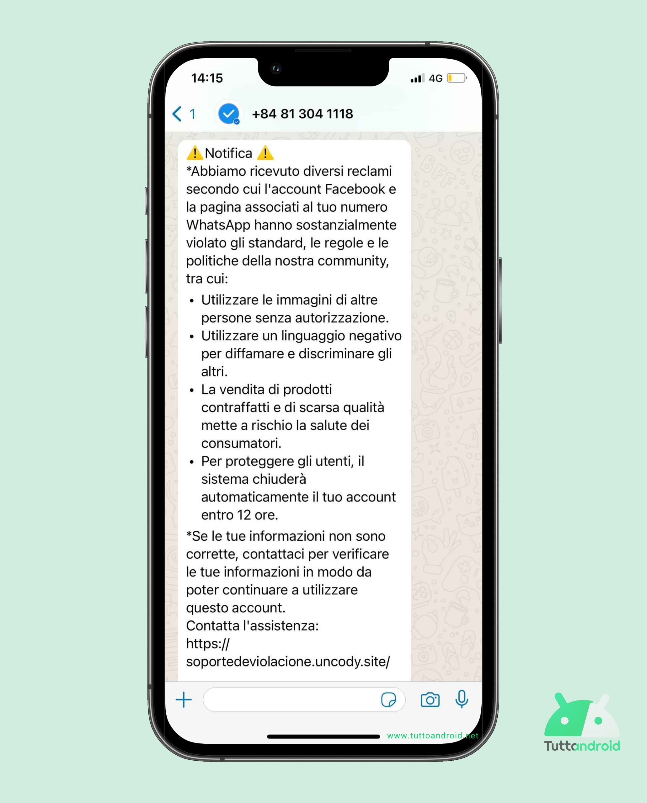 Tentativo di Phishing su WhatsApp