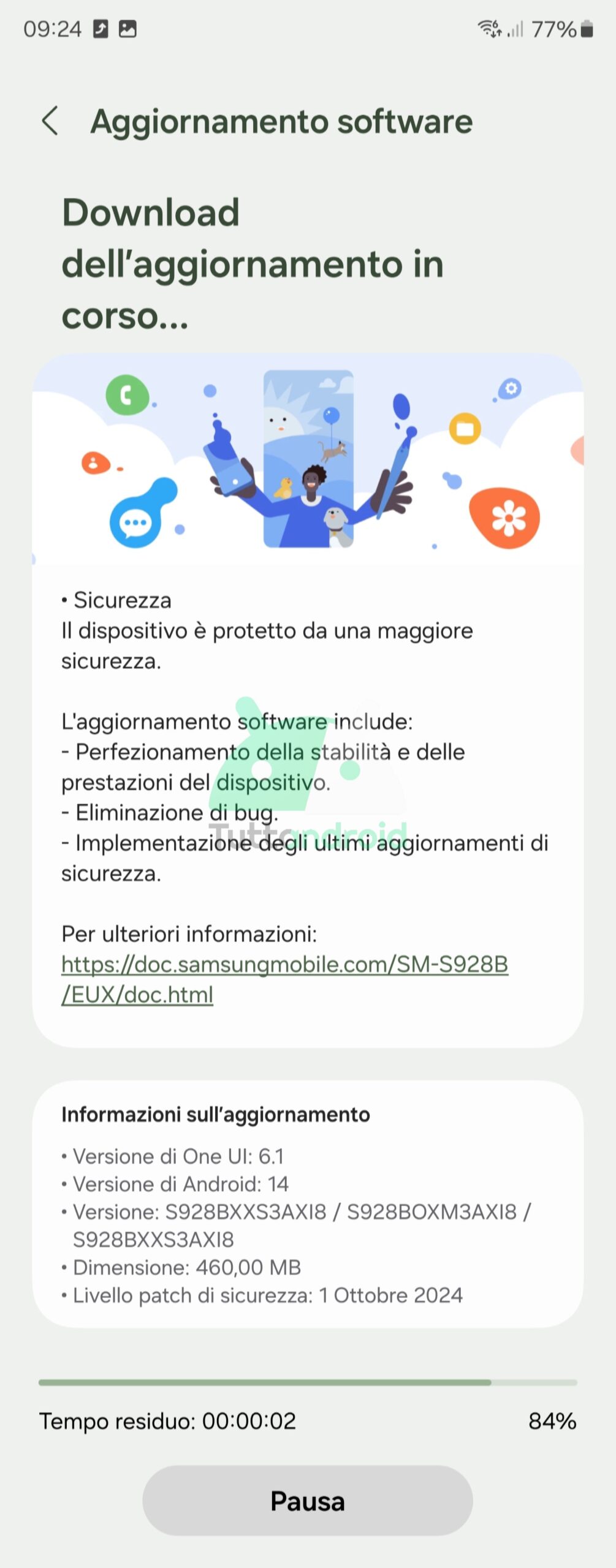 aggiornamento Samsung Galaxy S24 Ultra patch di sicurezza di ottobre 2024