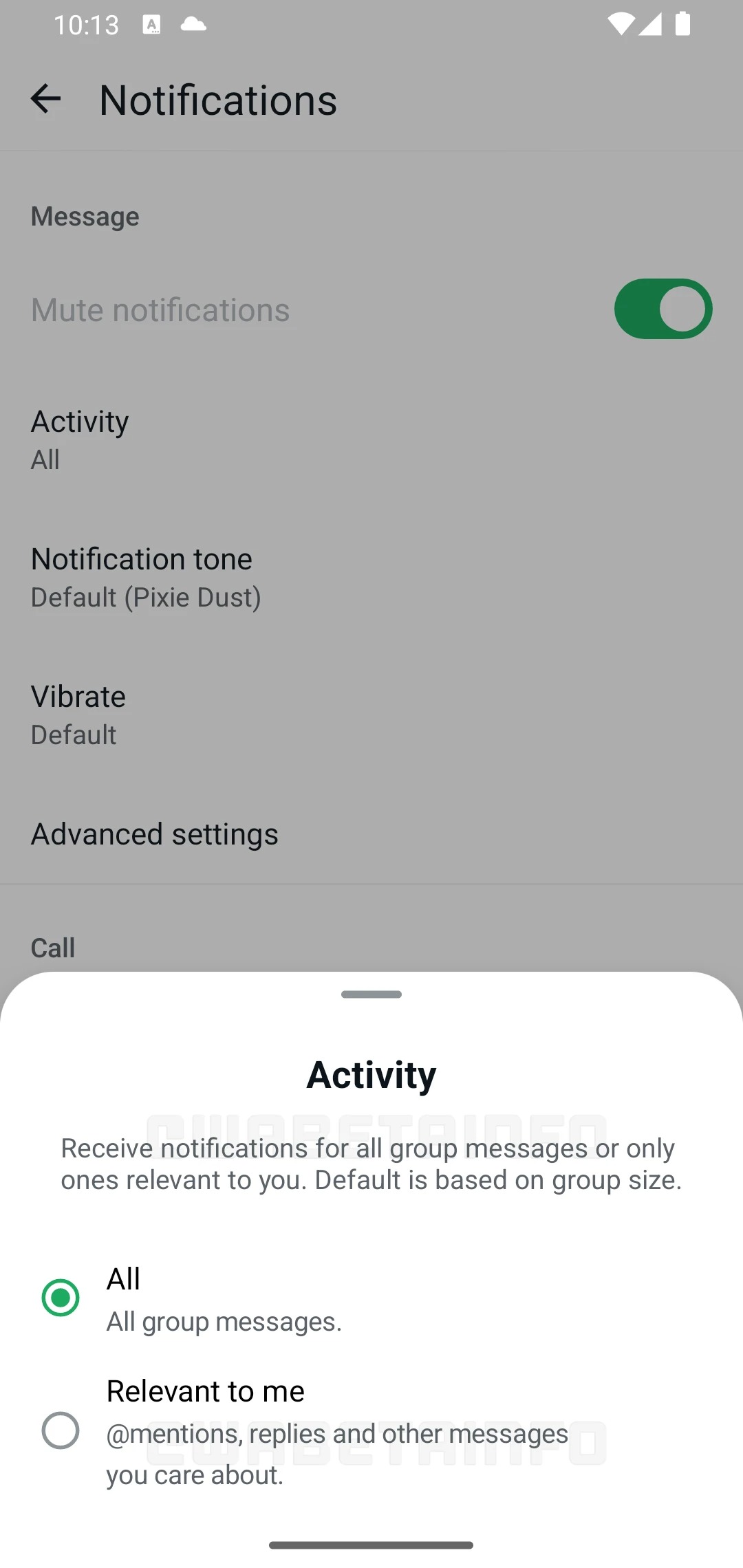 WhatsApp Beta notifiche gruppi