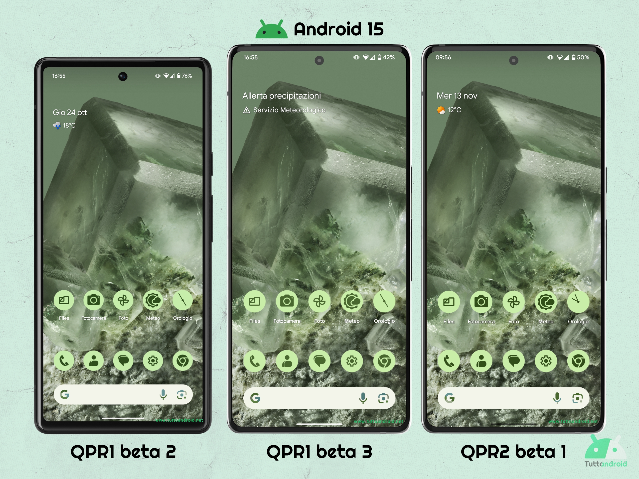 Android 15 QPR2 B1 - icone a tema con tema chiaro attivo