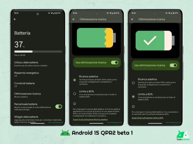 Android 15 QPR2 B1 - Ottimizzazione ricarica