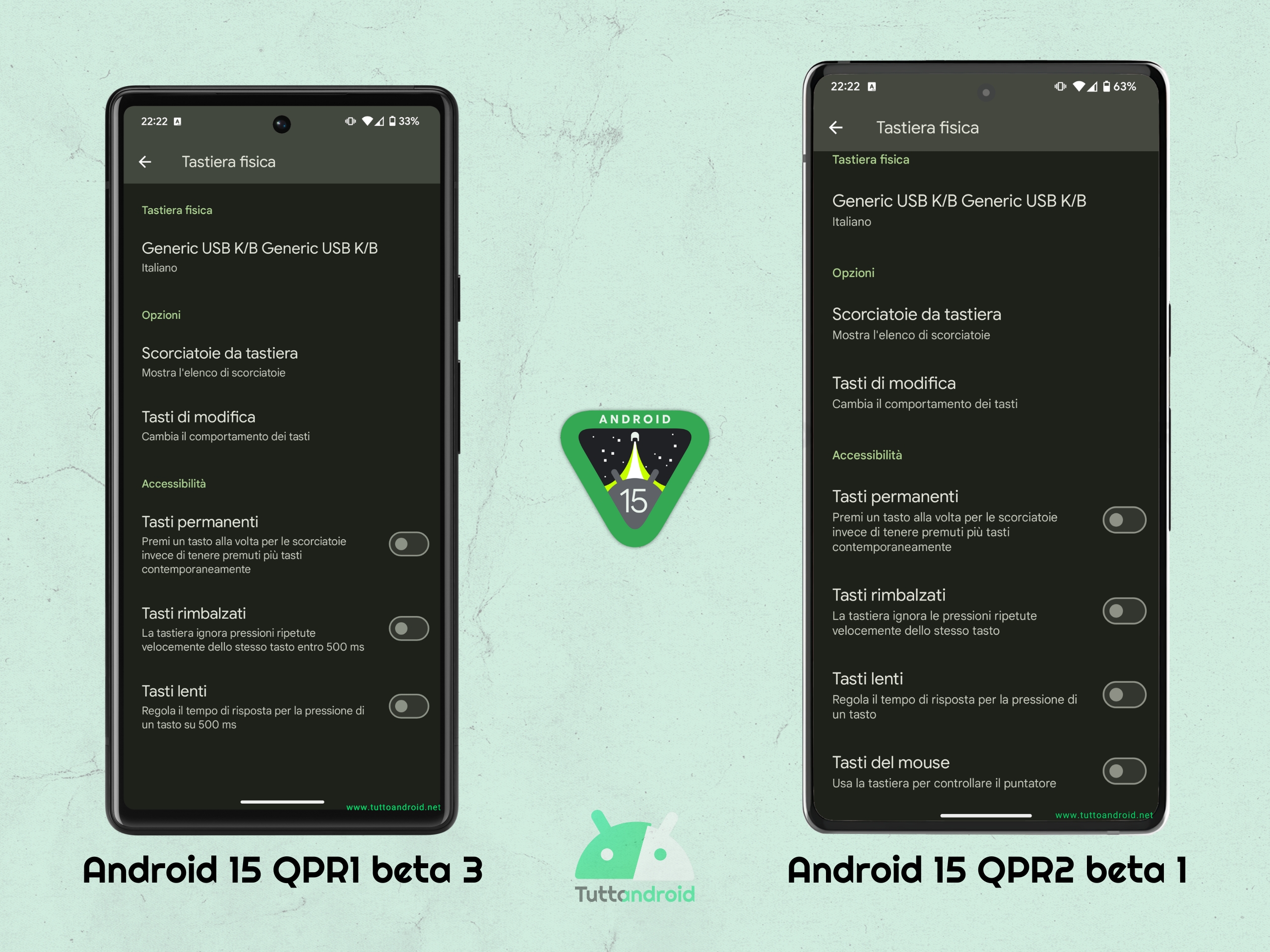 Android 15 QPR2 B1 - Tasti del mouse