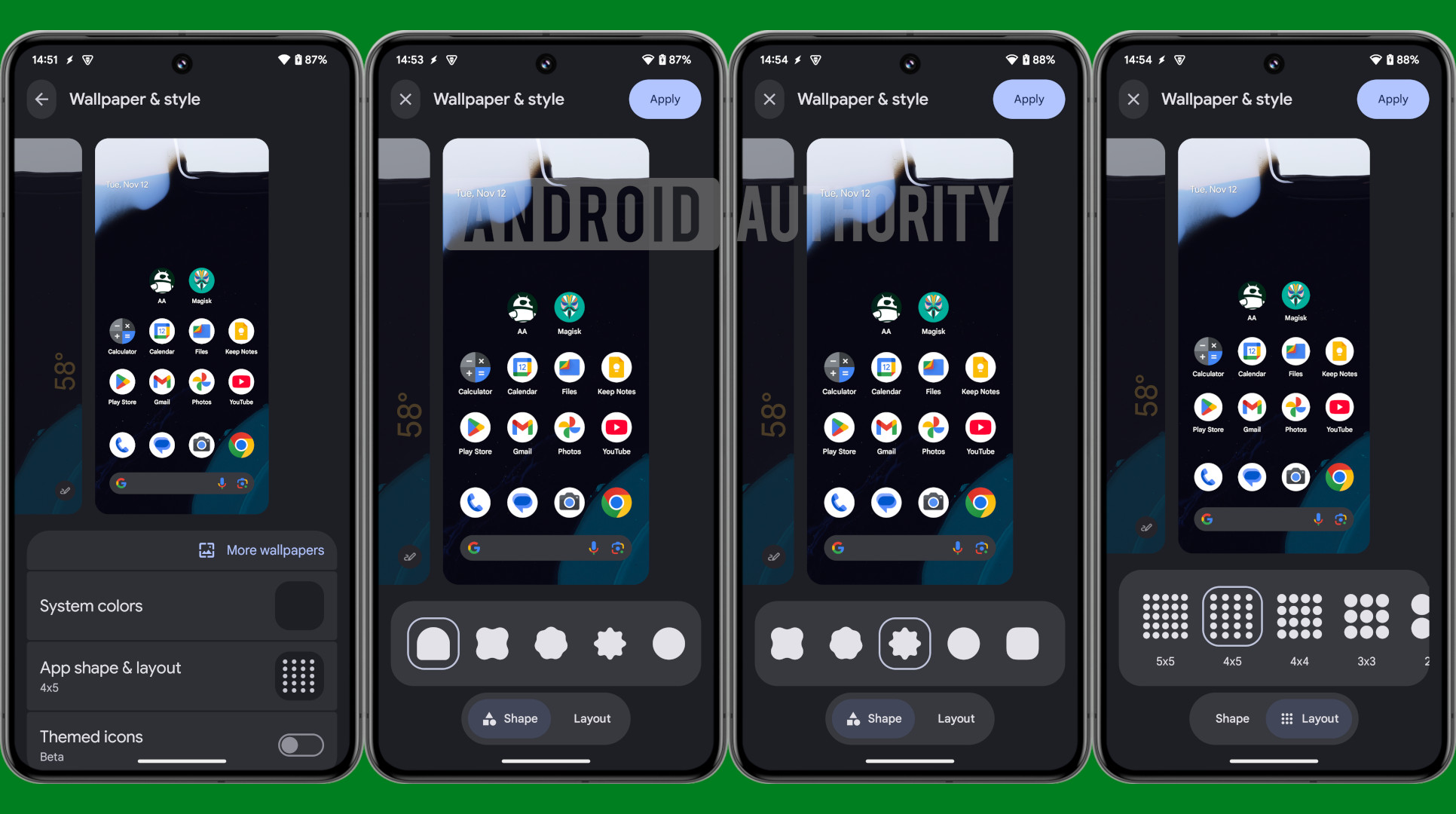 Android 15 QPR2 beta 1 - Forma e layout app