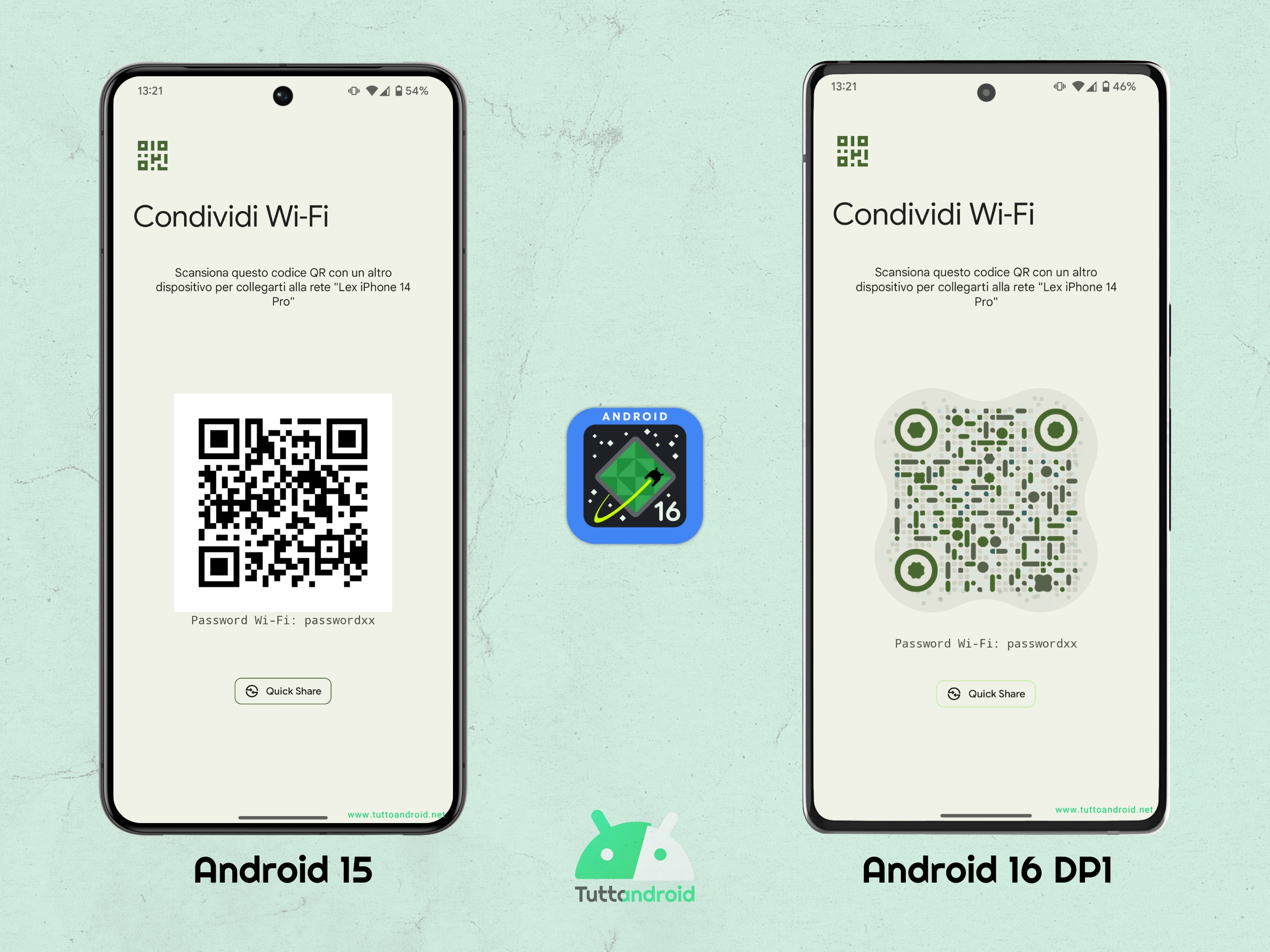 Android 16 DP1 - Condivisione Wi-Fi