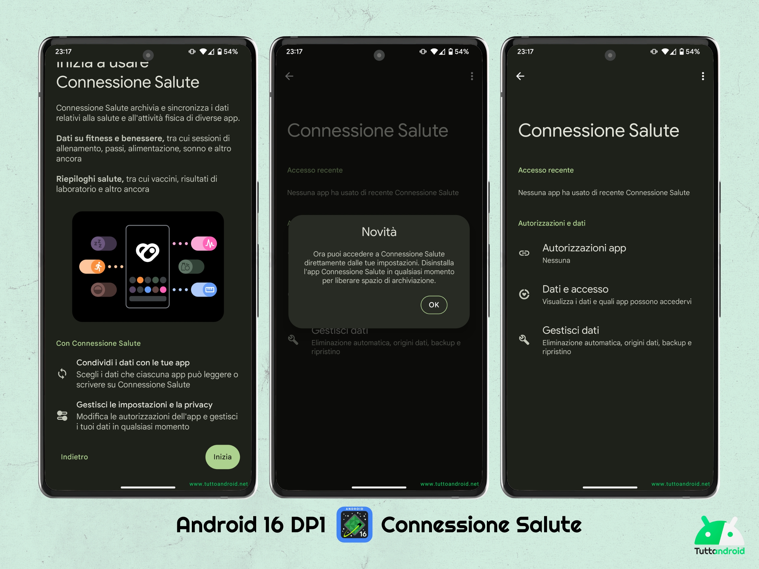 Android 16 DP1 - Connessione Salute