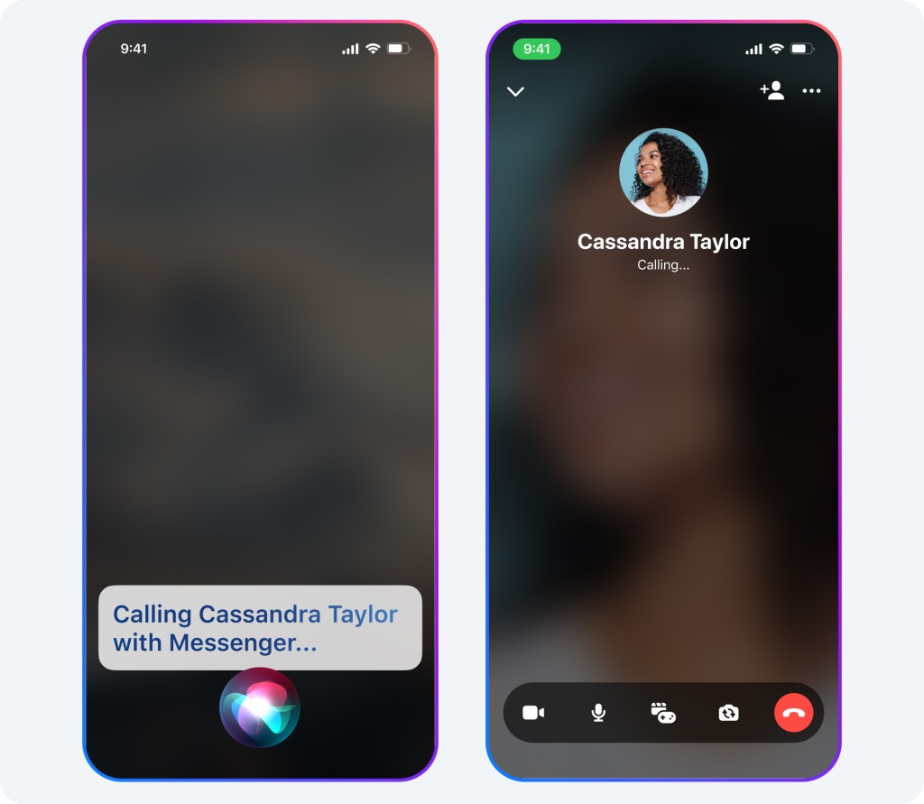 Facebook Messenger chiamate messaggi con Siri