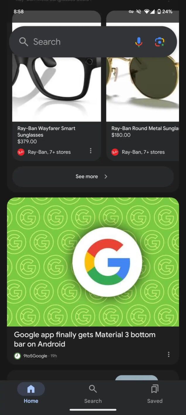 Feed Google Discover test redesign 1