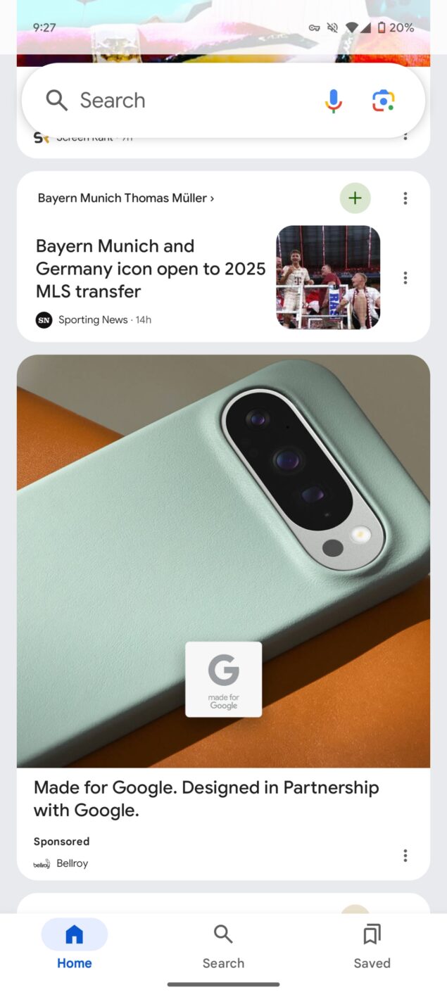 Feed Google Discover test redesign 3