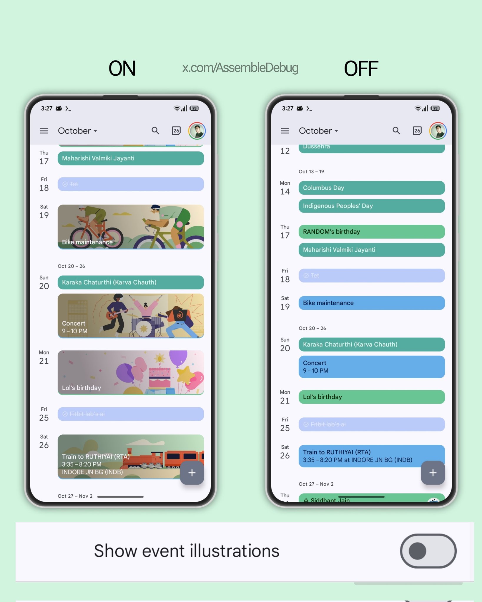 Google Calendar opzione illustrazioni eventi