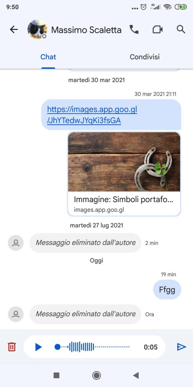 Google Chat messaggi vocali