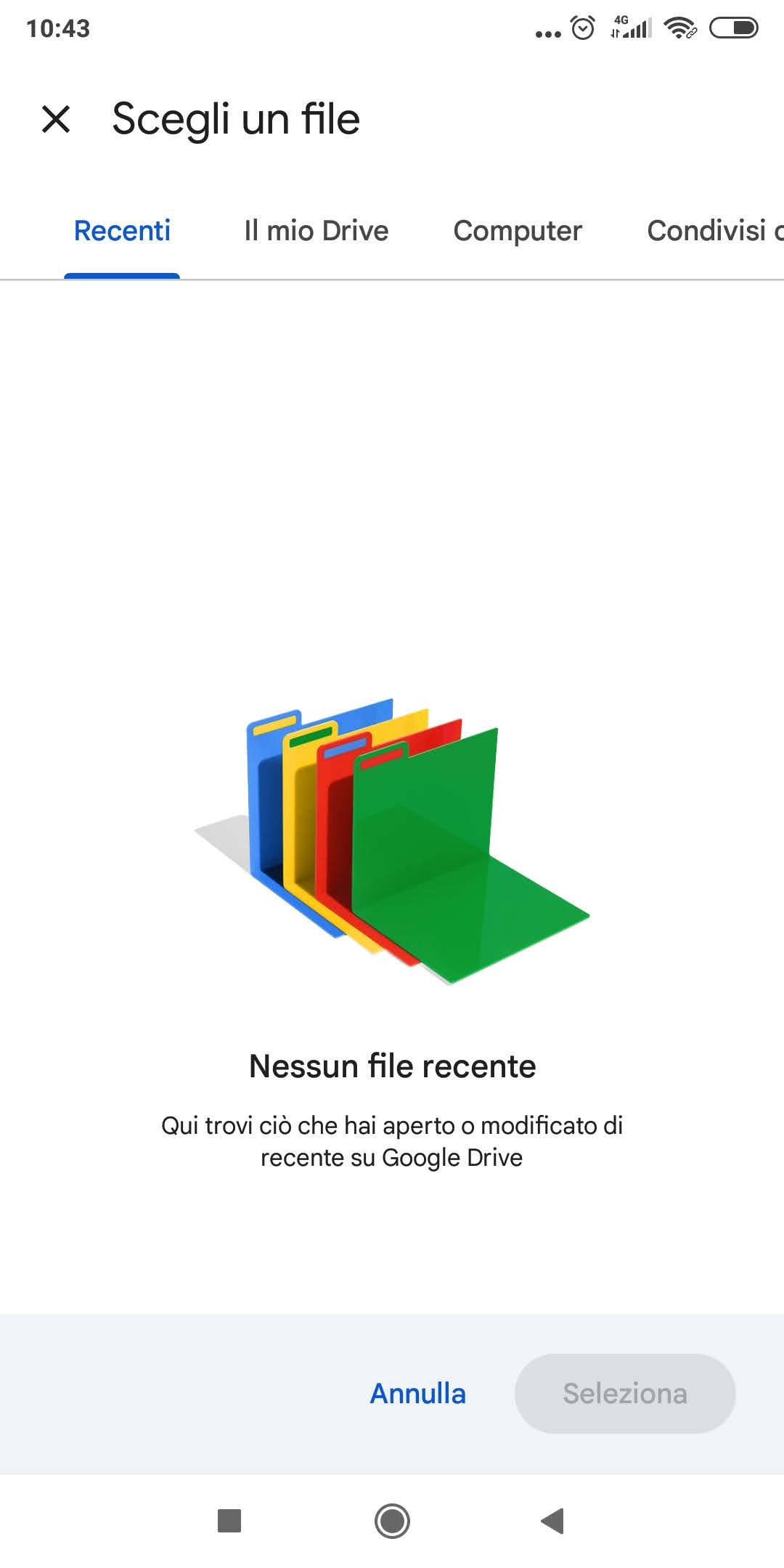 Google Drive Android nuovo selettore file