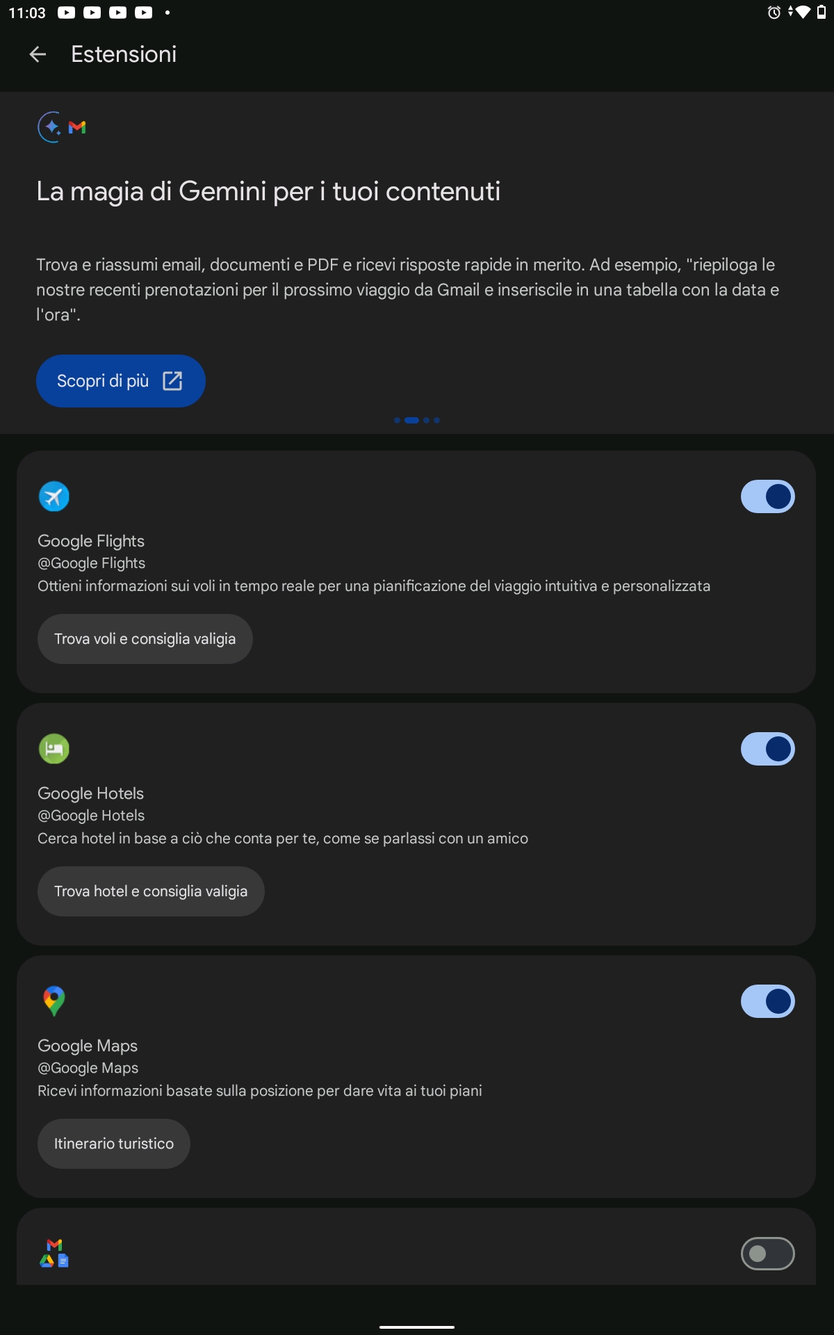Google Gemini estensioni
