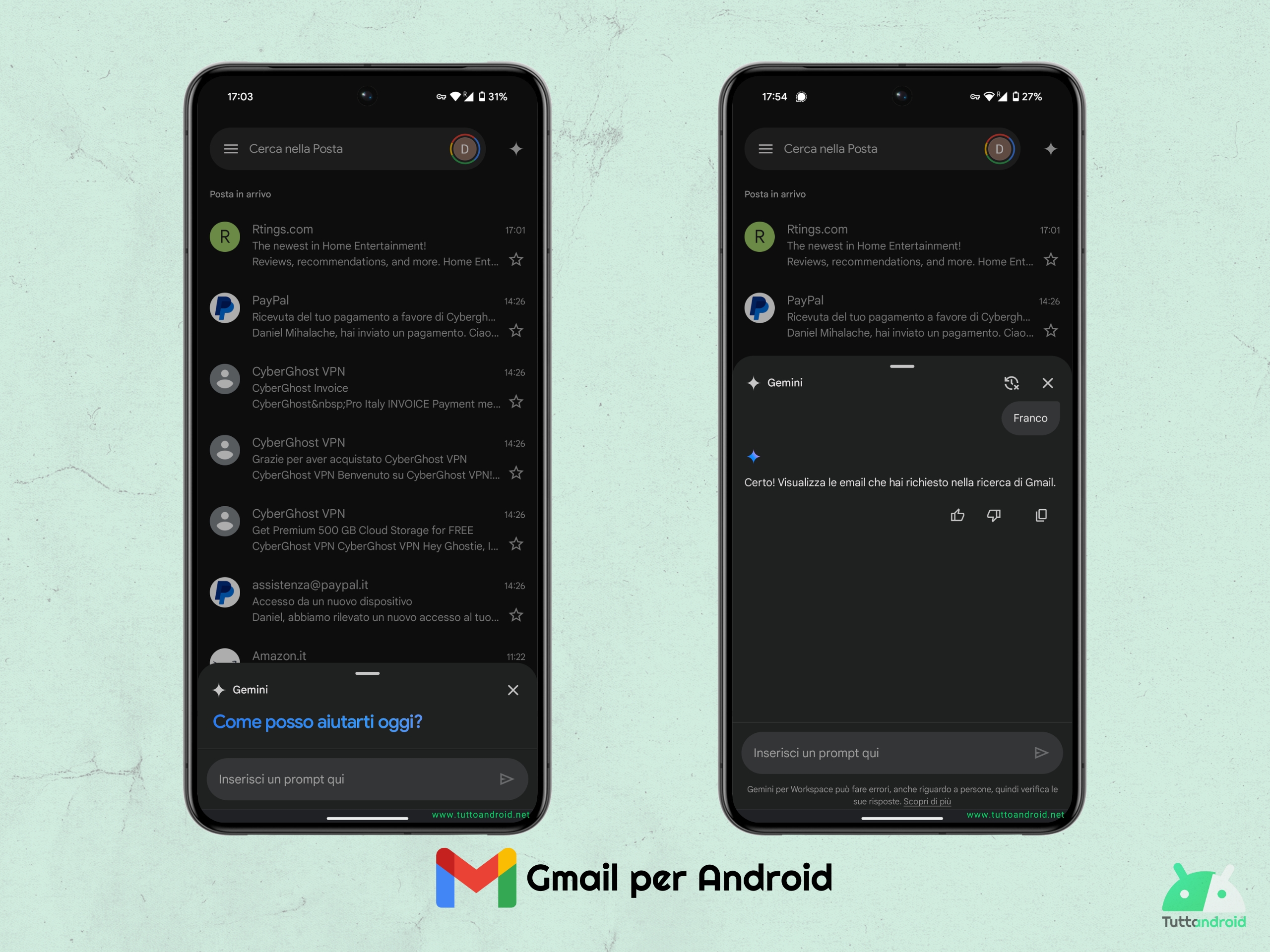 Google Gemini in Gmail - Segnalazione in Italia