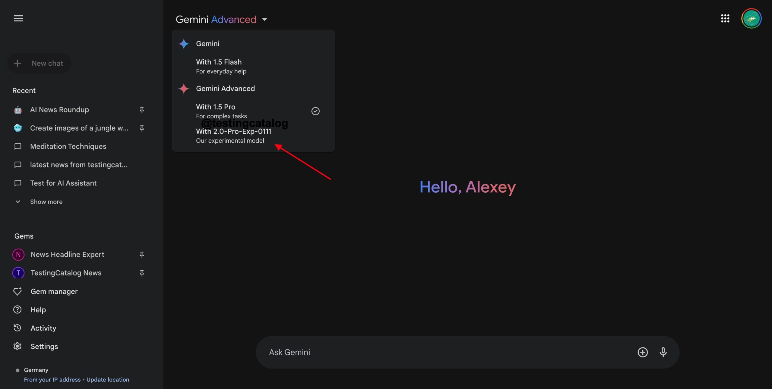 Google Gemini modello inedito