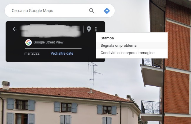 Google Maps Street View offuscamento proprietà 1