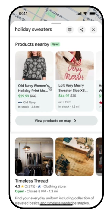 Google Maps shop search