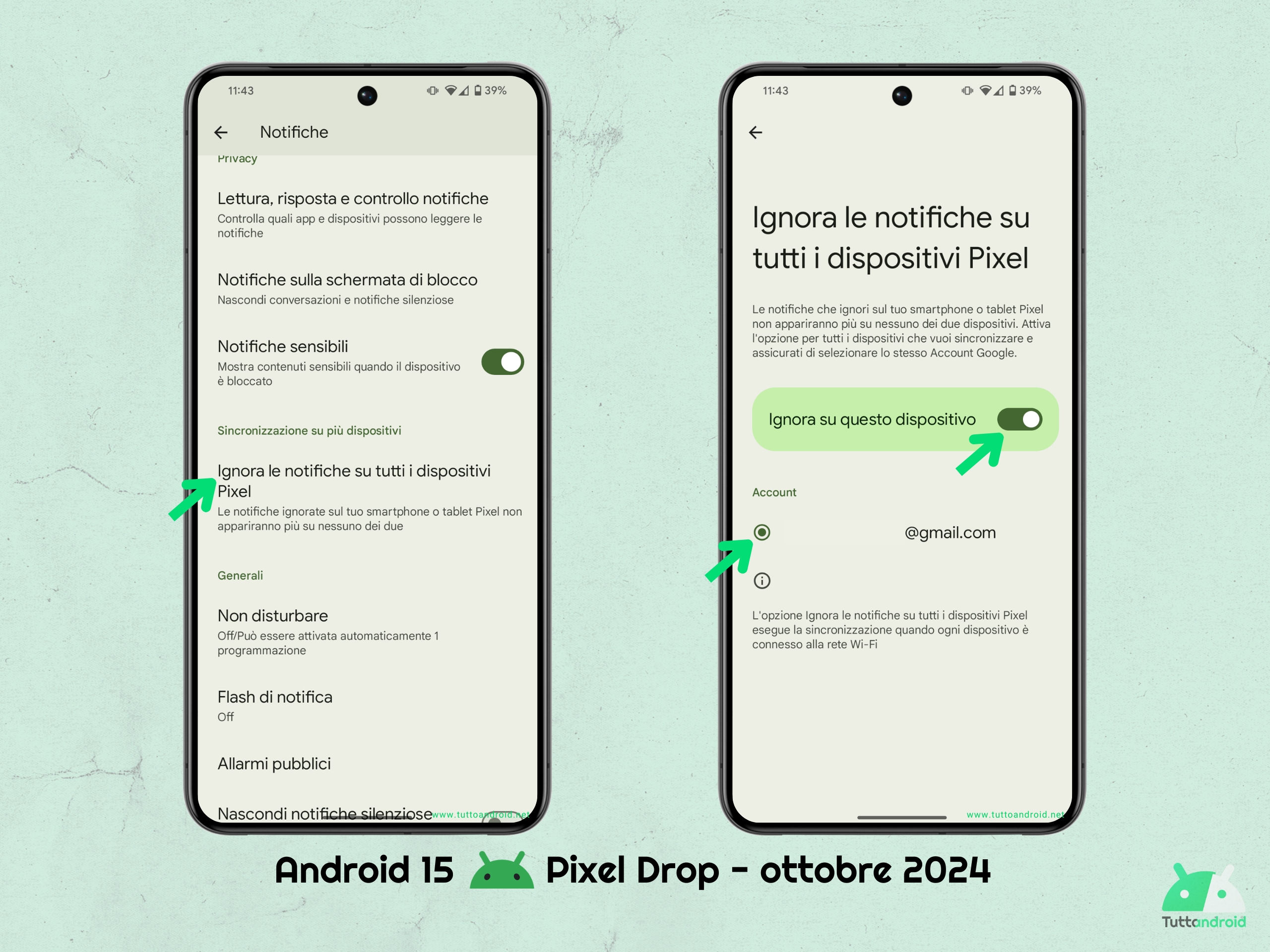 Google Pixel - Android 15 - Ignora notifiche sui dispositivi
