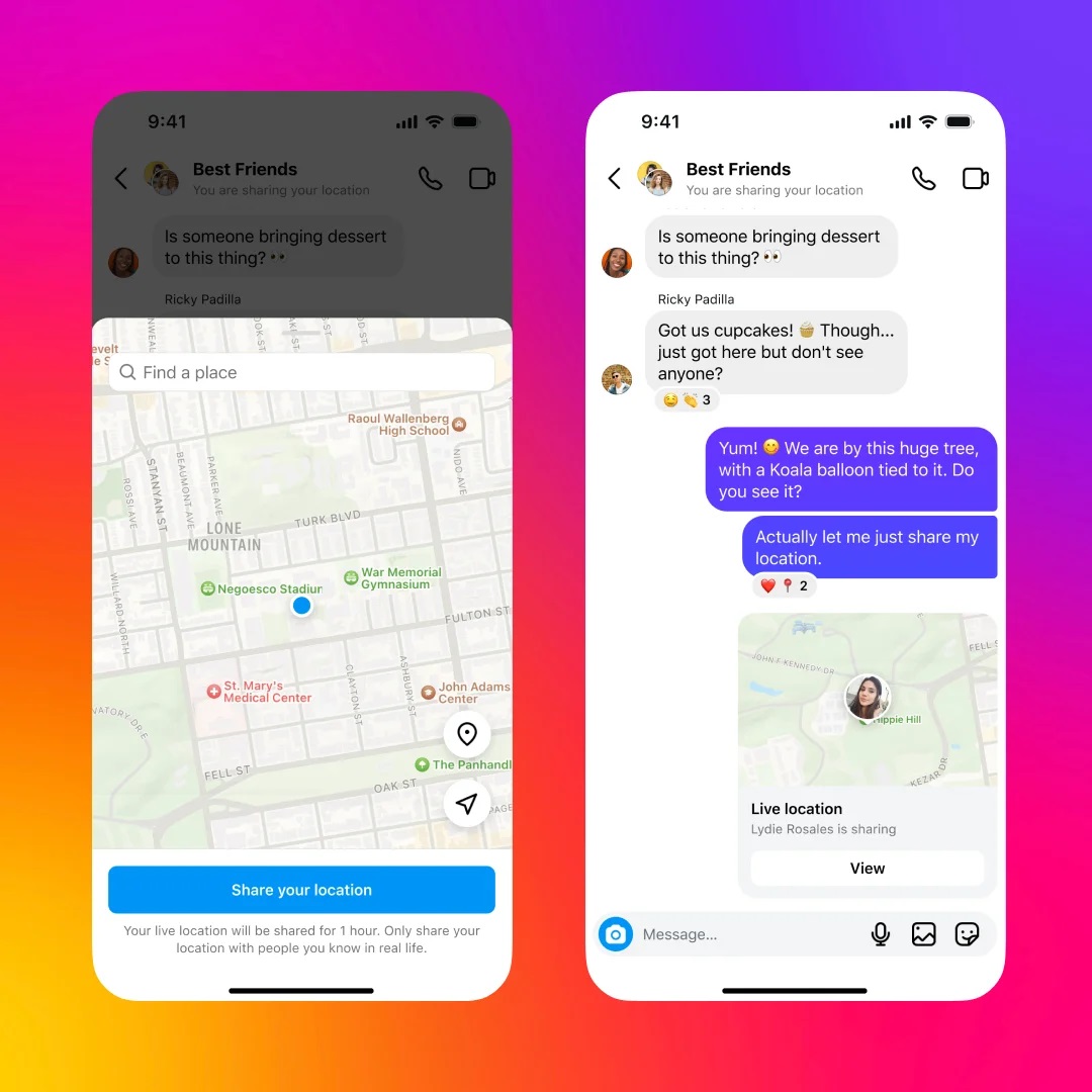 Instagram condivisione posizione live DM