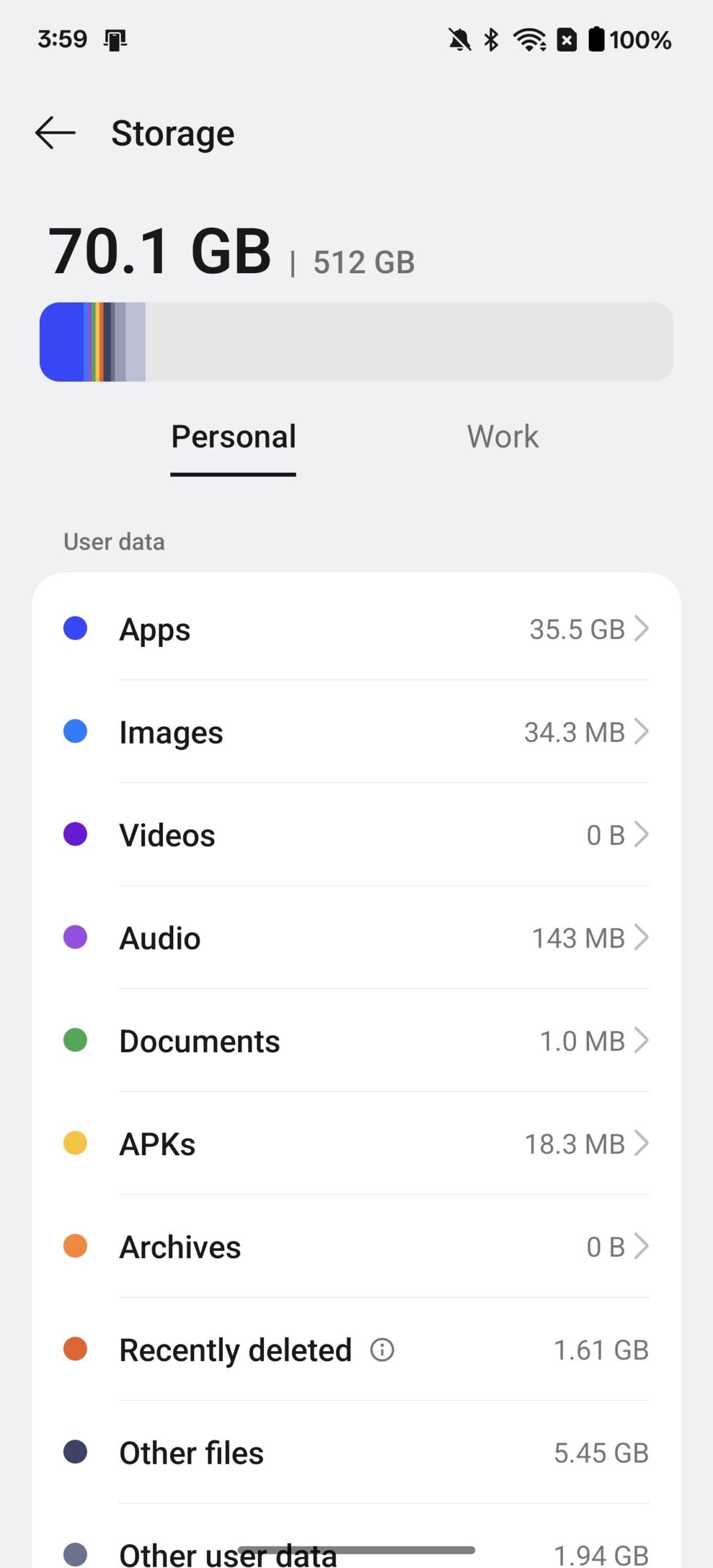 OnePlus 13 - Screenshot - Schermata spazio di archiviazione