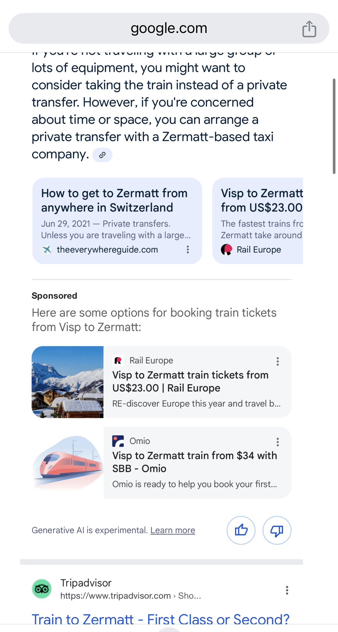 Panoramiche AI annunci sponsorizzati