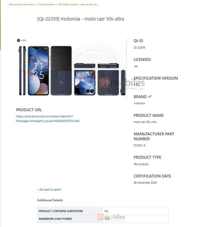 Motorola Razr 50s Ultra certificazione